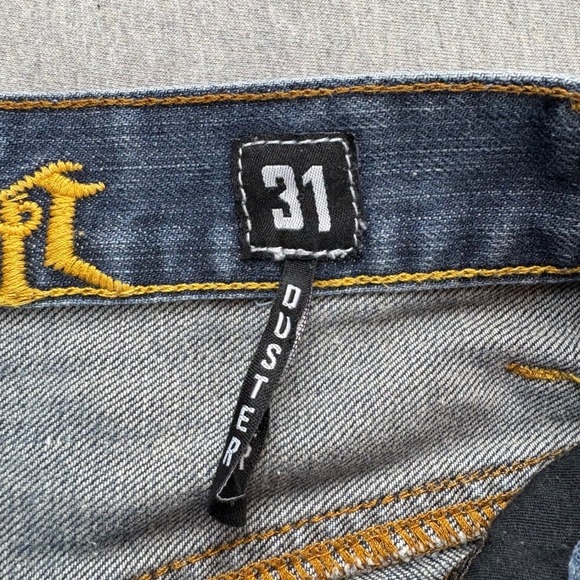 Fox Denim Duster Jeans Mens 31 Blue Y2K Racing VTG Grunge Relaxed Fit Bootcut - Picture 8 of 16